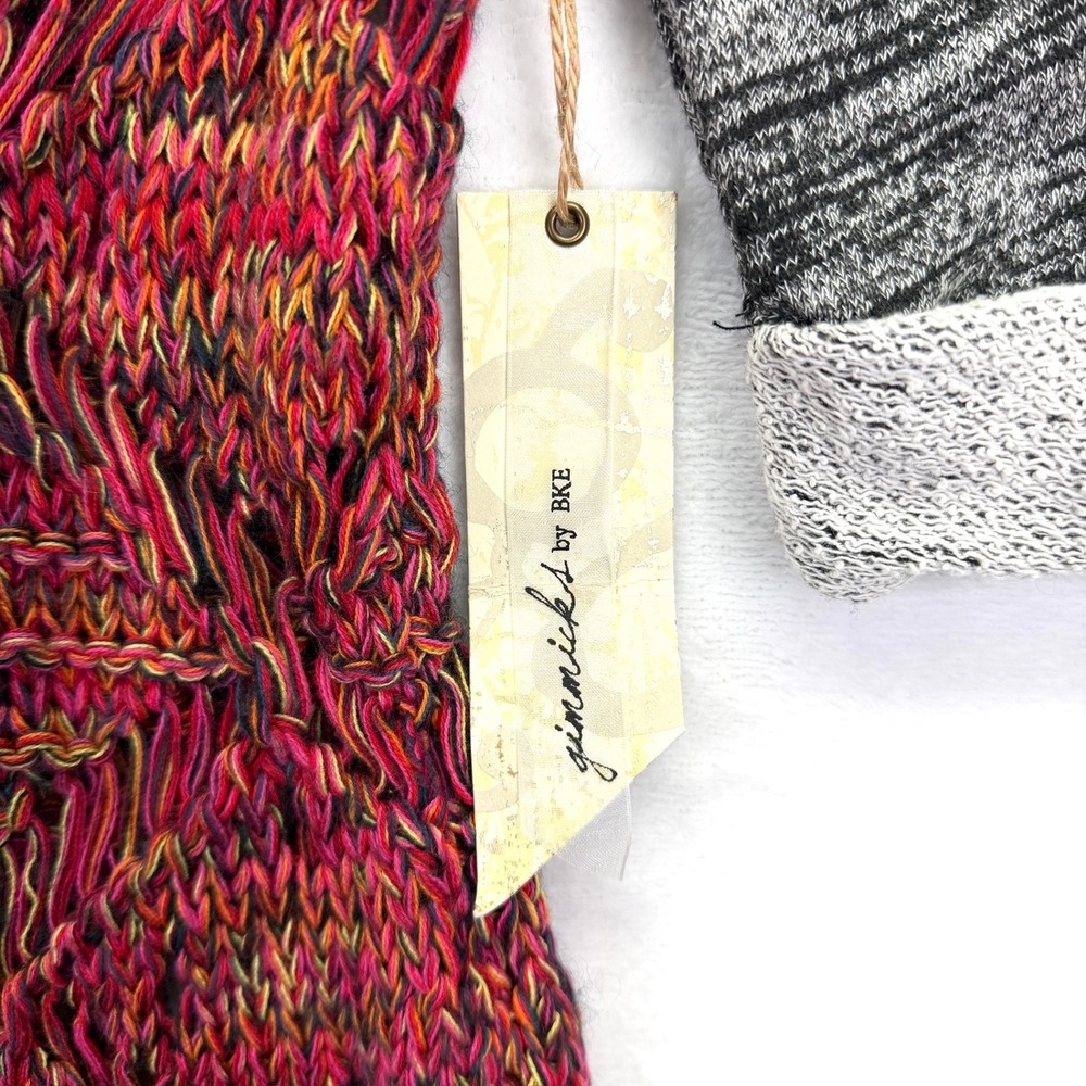 NEW BKE Womens Size Small Cold Shoulder Boho Crochet Knit Tunic Top Pink Orange - Picture 7 of 11